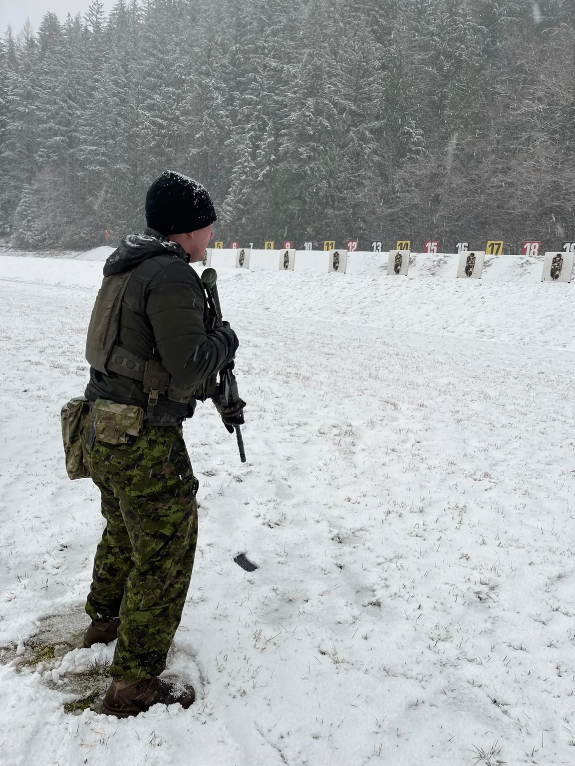 Military firearms training in winter conditions
